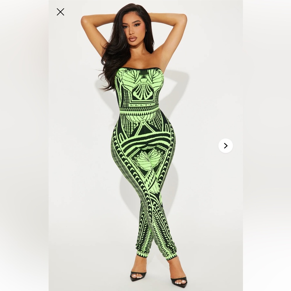 Bad Gal Bandage Jumpsuit - Lime